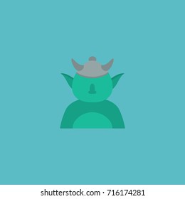 Flat Icon Character Element. Vector Illustration Of Flat Icon Goblin Isolated On Clean Background. Can Be Used As Goblin, Troll And Character Symbols.