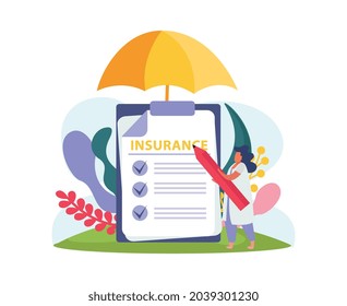 Flat icon with character signing health insurance policy vector illustration