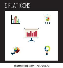 Flat Icon Chart Set Of Graph, Segment, Easel And Other Vector Objects. Also Includes Graph, Chart, Diagram Elements.