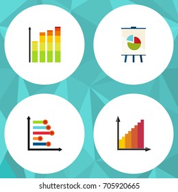 Flat Icon Chart Set Of Infographic, Statistic, Easel And Other Vector Objects. Also Includes Pie, Easel, Diagram Elements.