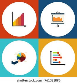 Flat Icon Chart Set Of Monitoring, Infographic, Diagram And Other Vector Objects. Also Includes Canvas, Infographic, Bar Elements.