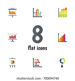 Flat Icon Chart Set Of Statistic, Graph, Diagram And Other Vector Objects. Also Includes Diagram, Statistic, Chart Elements.