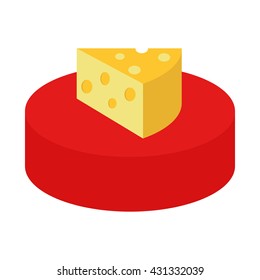 Flat icon cheese and piece of cheese. Vector illustration.