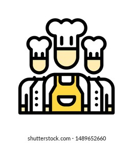 Flat Icon Chef multi color for print, website, presentation and logo