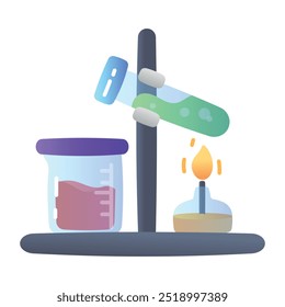 Un icono plano del experimento químico 