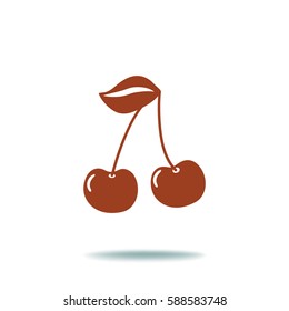 Flat icon. Cherries.
