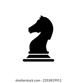 flat icon chess horse in black color on white background, business strategy or plan, chess piece or game