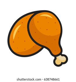 Flat icon chicken leg. Good for menu design. Vector illustration