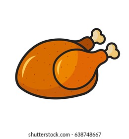 Flat icon chicken leg. Good for menu design. Vector illustration