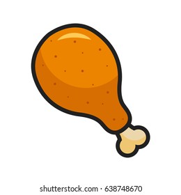 Flat icon chicken leg. Good for menu design. Vector illustration