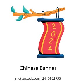Hier ist ein flaches Symbol des chinesischen Banners 