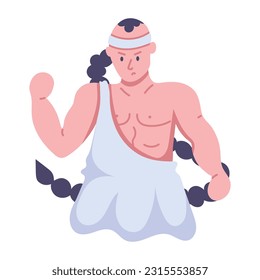 Flat icon of chinese warrior 