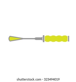 Flat Icon of Chisel on White Background. Vector Illustration