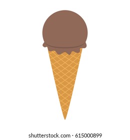 Flat icon chocolate ice cream isolated on white background. Vector illustration.