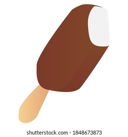 un icono plano chocolate helado de leche de helado de postre sobre fondo blanco
