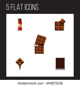 Flat Icon Chocolate Set Of Cocoa, Dessert, Sweet And Other Vector Objects. Also Includes Delicious, Dessert, Chocolate Elements.