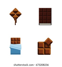 Flat Icon Chocolate Set Of Dessert, Cocoa, Bitter And Other Vector Objects. Also Includes Chocolate, Cocoa, Shaped Elements.