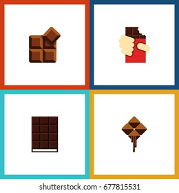 Flat Icon Chocolate Set Of Shaped Box, Delicious, Cocoa And Other Vector Objects. Also Includes Box, Dessert, Delicious Elements.