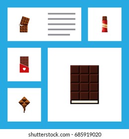 Flat Icon Chocolate Set Of Wrapper, Dessert, Delicious And Other Vector Objects. Also Includes Chocolate, Dessert, Delicious Elements.