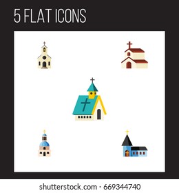 Flat Icon Christian Set Of Architecture, Christian, Religion And Other Vector Objects. Also Includes Church, Faith, Building Elements.