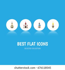 Flat Icon Christian Set Of Building, Traditional, Church And Other Vector Objects. Also Includes Building, Catholic, Traditional Elements.