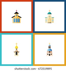 Flat Icon Christian Set Of Religious, Church, Catholic And Other Vector Objects. Also Includes Religious, Christian, Church Elements.