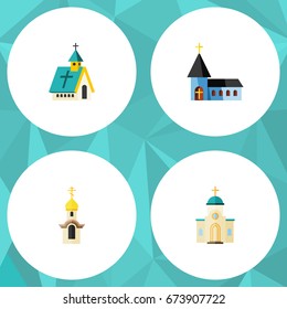 Flat Icon Christian Set Of Structure, Architecture, Religious And Other Vector Objects. Also Includes Structure, Religious, Christian Elements.