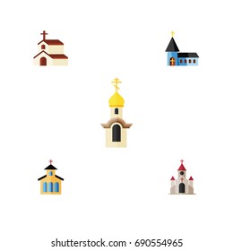 Flat Icon Christian Set Of Christian, Traditional, Religion And Other Vector Objects. Also Includes Christian, Catholic, Church Elements.
