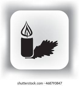 Flat icon. Christmas candle on a Christmas tree.