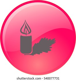 Flat icon. Christmas candle on a Christmas tree.