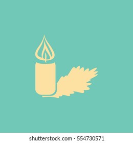 Icono plano. velas de Navidad en un árbol de Navidad.