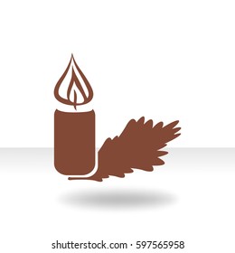 Icono plano. velas de Navidad en un árbol de Navidad.