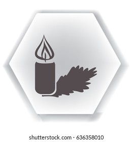 Flat icon. Christmas candle on a Christmas tree.