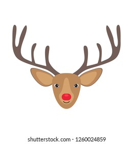 Flat icon Christmas deer isolated on white background. Vector illustration.