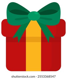 Icono plano de la caja de regalo de la Navidad aislado en el fondo blanco.