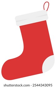 Flat icon of christmas sock isolated on white background.