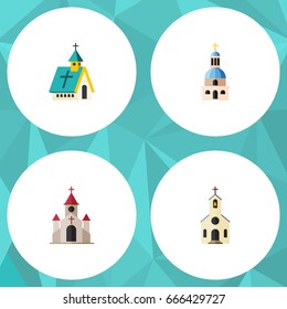 Flat Icon Church Set Of Architecture, Building, Church And Other Vector Objects. Also Includes Building, Traditional, Church Elements.