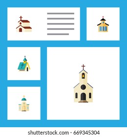 Flat Icon Church Set Of Architecture, Religion, Religious And Other Vector Objects. Also Includes Religion, Church, Religious Elements.