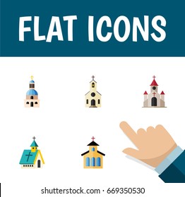 Flat Icon Church Set Of Architecture, Church, Catholic And Other Vector Objects. Also Includes Catholic, Building, Architecture Elements.