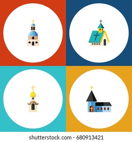 Flat Icon Church Set Of Church, Architecture, Structure And Other Vector Objects. Also Includes Structure, Religious, Building Elements.