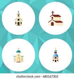 Flat Icon Church Set Of Building, Religion, Religious And Other Vector Objects. Also Includes Religion, Building, Faith Elements.