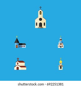 Flat Icon Church Set Of Building, Church, Structure And Other Vector Objects. Also Includes Church, Faith, Building Elements.