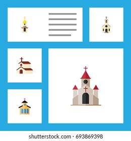 Flat Icon Church Set Of Building, Structure, Religion And Other Vector Objects. Also Includes Faith, Catholic, Structure Elements.