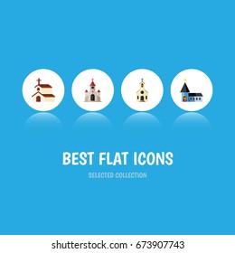 Flat Icon Church Set Of Christian, Religion, Building And Other Vector Objects. Also Includes Church, Structure, Catholic Elements.