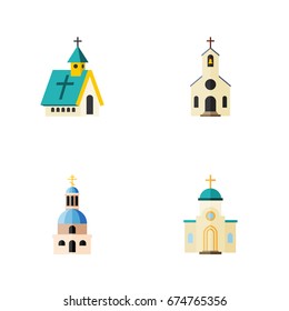 Flat Icon Church Set Of Religious, Church, Building And Other Vector Objects. Also Includes Building, Church, Religious Elements.