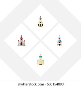 Flat Icon Church Set Of Religious, Traditional, Church And Other Vector Objects. Also Includes Architecture, Traditional, Building Elements.