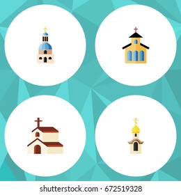 Flat Icon Church Set Of Structure, Religion, Church And Other Vector Objects. Also Includes Structure, Building, Church Elements.
