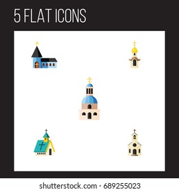 Flat Icon Church Set Of Structure, Building, Architecture And Other Vector Objects. Also Includes Architecture, Building, Church Elements.