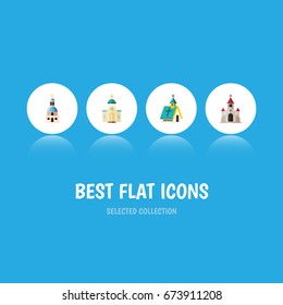 Flat Icon Church Set Of Traditional, Church, Architecture And Other Vector Objects. Also Includes Church, Architecture, Building Elements.