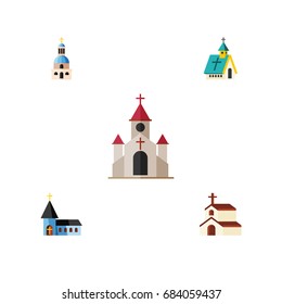 Flat Icon Church Set Of Traditional, Religion, Church And Other Vector Objects. Also Includes Structure, Faith, Religion Elements.